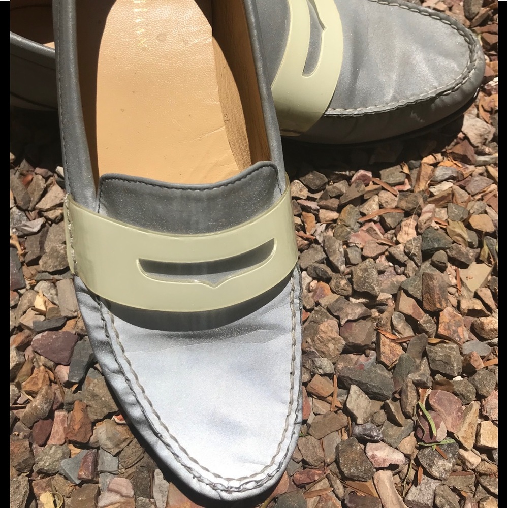 COLE HAAN SILVER IRIDESCENT fabric WHT PENNY